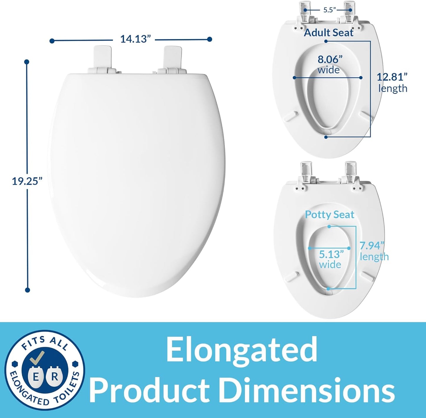 Mayfair NextStep Slow-Close Toilet Seat with Built-In Toddler Potty Training Seat, Removable, White, Round