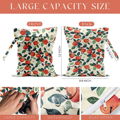 4 Pack Cute Fruit Wet Bag Waterproof Washable Reusable Wet Dry Bag for Swimsuit Dirty Clothes Cloth Diaper Travel Beach Pool Yoga Gym Toiletries Travel Beach Essentials Watermelon Avocado Banana