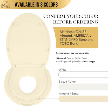 BATH ROYALE Potty Training Seat - Soft Close, Kingsport BR721-00, Elongated White, Adult & Child Combo