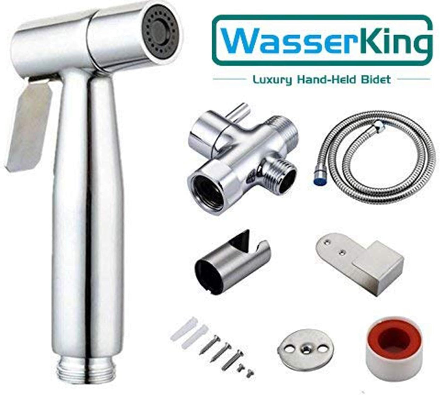 Stainless Steel Handheld Bidet Spray for Existing Toilets. Shower Dual Use Shattaf & Cloth Handheld Diaper Washer Sprayer Complete Bidet Set Spray Kit Silver
