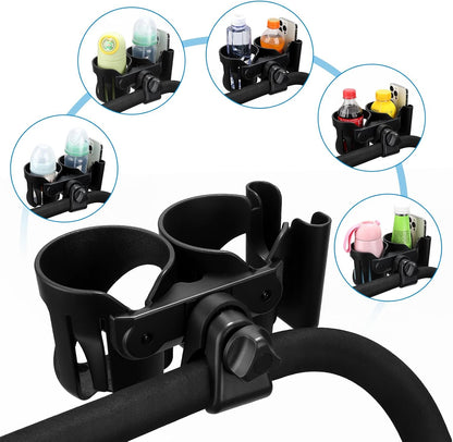 Accmor Universal Cup Holder, Stroller Cup Holder with Phone Holder, 360° Rotatable Large Caliber Designed Bottle Holder for Stroller, Bike, Wheelchair, Walker, Scooter