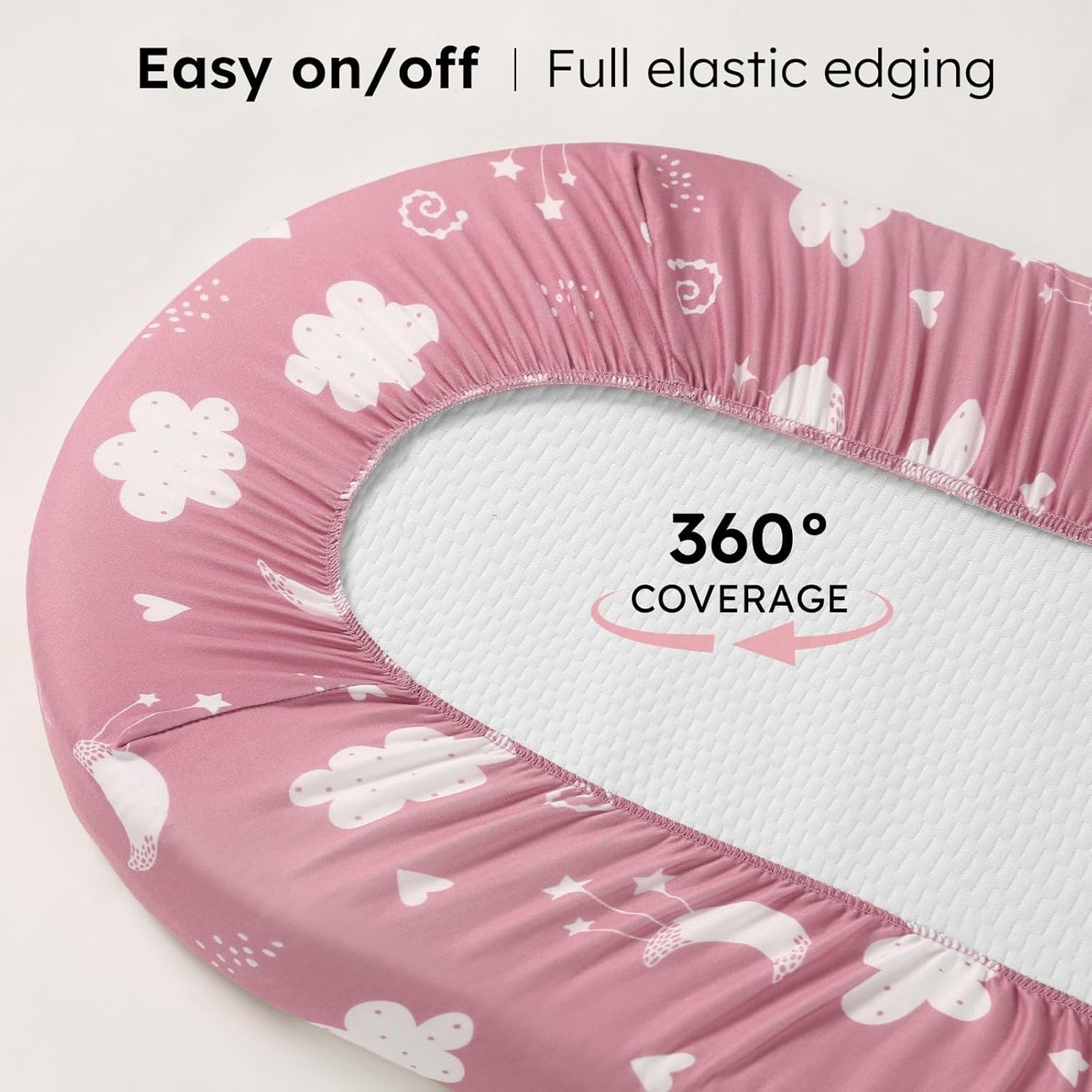 Baby Bedside Bassinet Sheets Girl, 33”x20” Compatible with Baby Delight Dream On Me & Most Rectangle Bedside Sleeper Bassinet Mattress, Super Soft Microfiber Pink Butterfly Flower