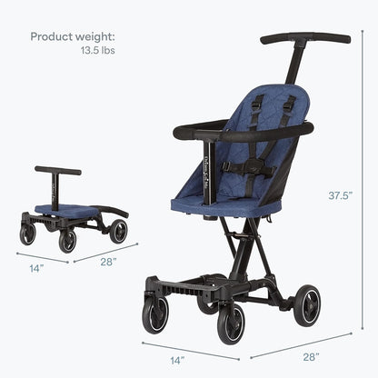 Dream On Me Coast Rider Travel Stroller, Lightweight & Compact Baby Stroller, Theme Park Approved, Book-Folding Design, Adjustable Handle, Soft-Ride Wheels, Converts to Rider & Scooter - Pink