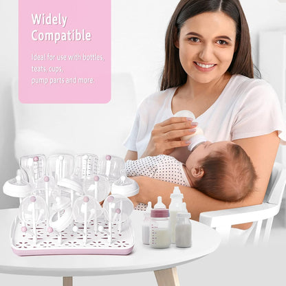 Baby Bottle Drying Rack with Tray, Termichy High Capacity Bottle Dryer Holder for Bottles, Teats, Cups, Pump Parts and Accessories, Gray