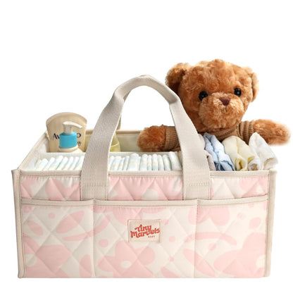 Tiny Marvels Diaper Caddy Organizer for New Parents, Baby Diaper Caddy with Water-Resistant Fabric, Structured Diaper Caddy Basket for Nursery, Car & Travel