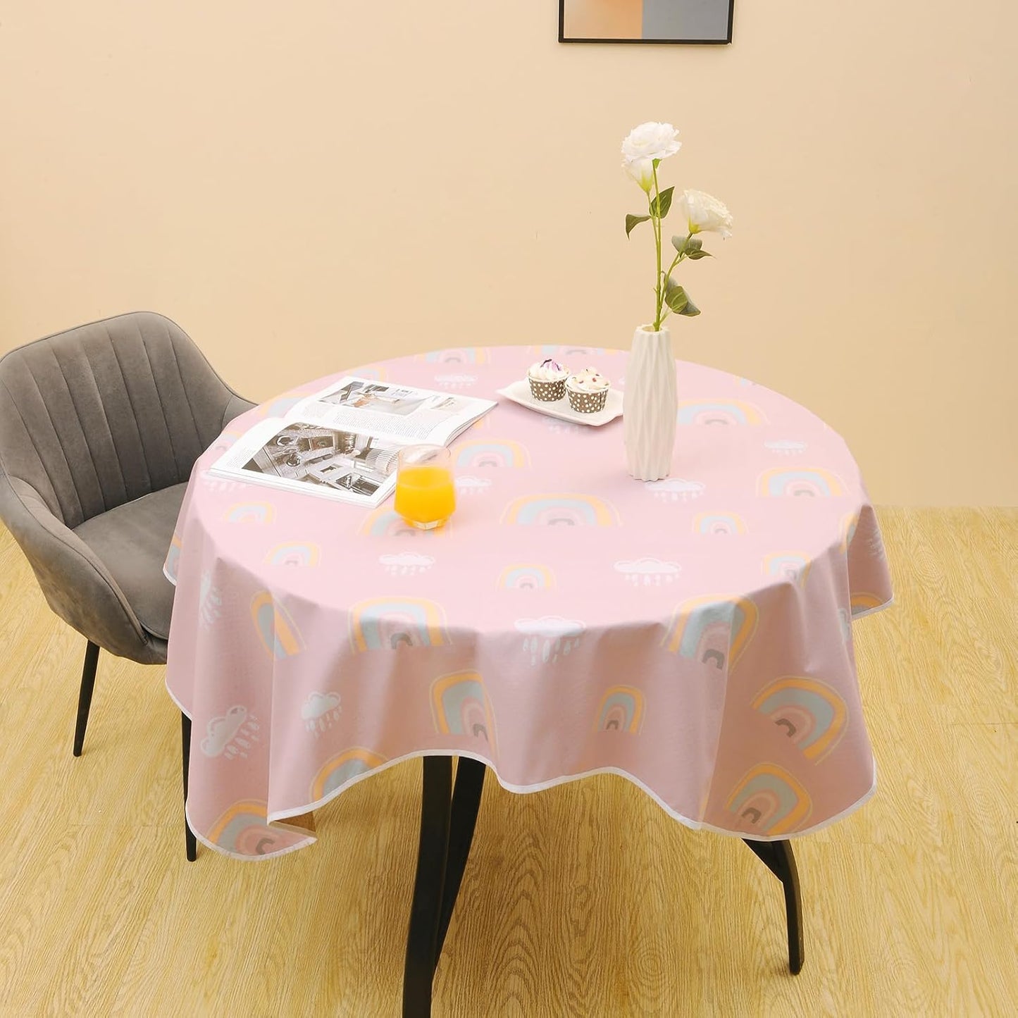 Splat Mat for Under High Chair/Arts/Crafts by CLCROBD, 51" Baby Anti-Slip Food Splash and Spill Mat for Eating Mess, Waterproof Floor Protector and Table Cloth