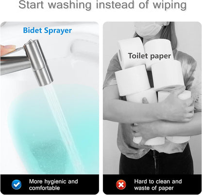 Brushed Gold Bidet Sprayer Head Only, Stainless Steel Brass Hand Bidet Sprayer with Adjustable Water Pressure Control for Baby Cloth Diaper & Bathroom & Pet Shower