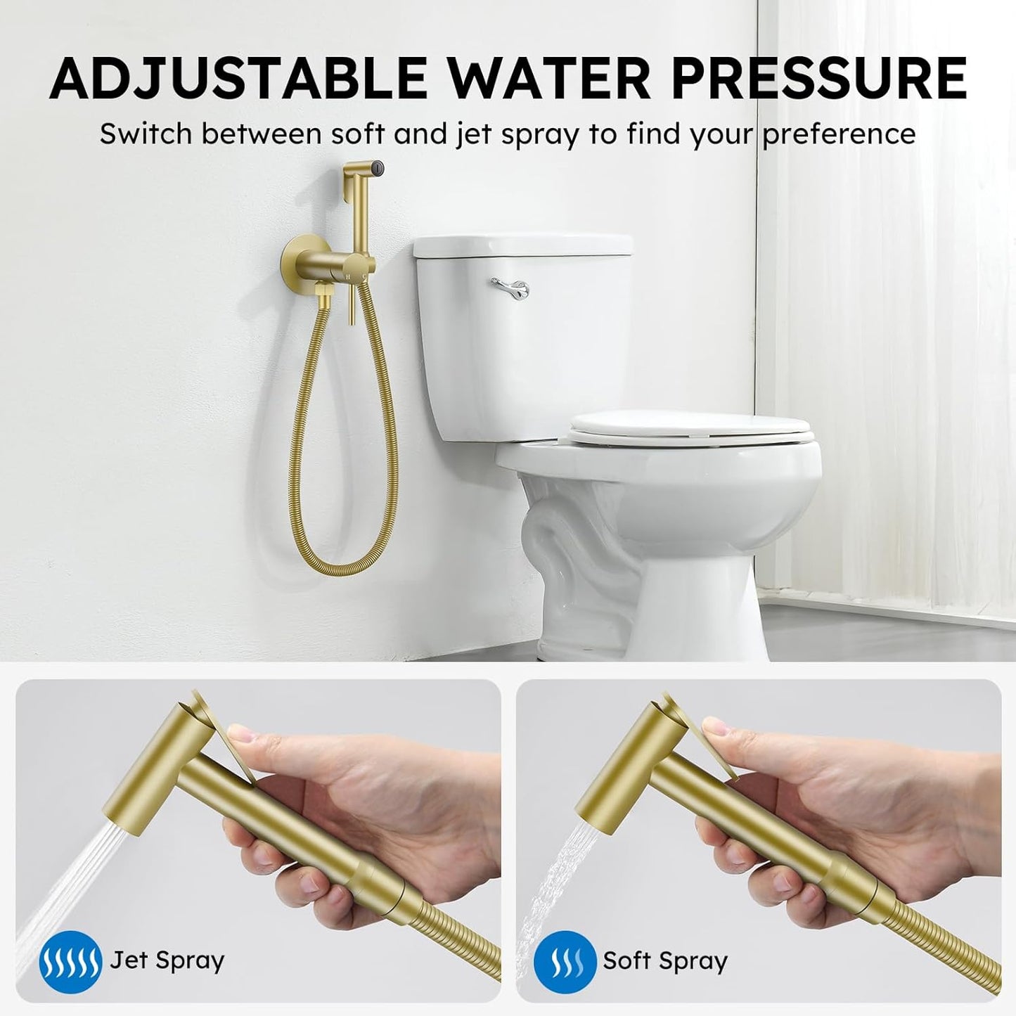 Arofa Handheld Bidet Sprayer for Toilet - 2 Pack Bidets Faucet for Existing Toilets Cloth Diaper Jet Sprayer, Stainless Steel Muslim Shower with Bidet Hose for Feminine Wash