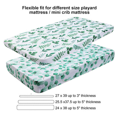 Onacosht Pack and Play Sheets 3 Pack for Baby Boy, Stretchy Jersey Knitted Portable Mini Crib Sheets Playard Mattress Cover, Woodland Animal Elephant Fox Lion Bear Giraffe Zebra Printing