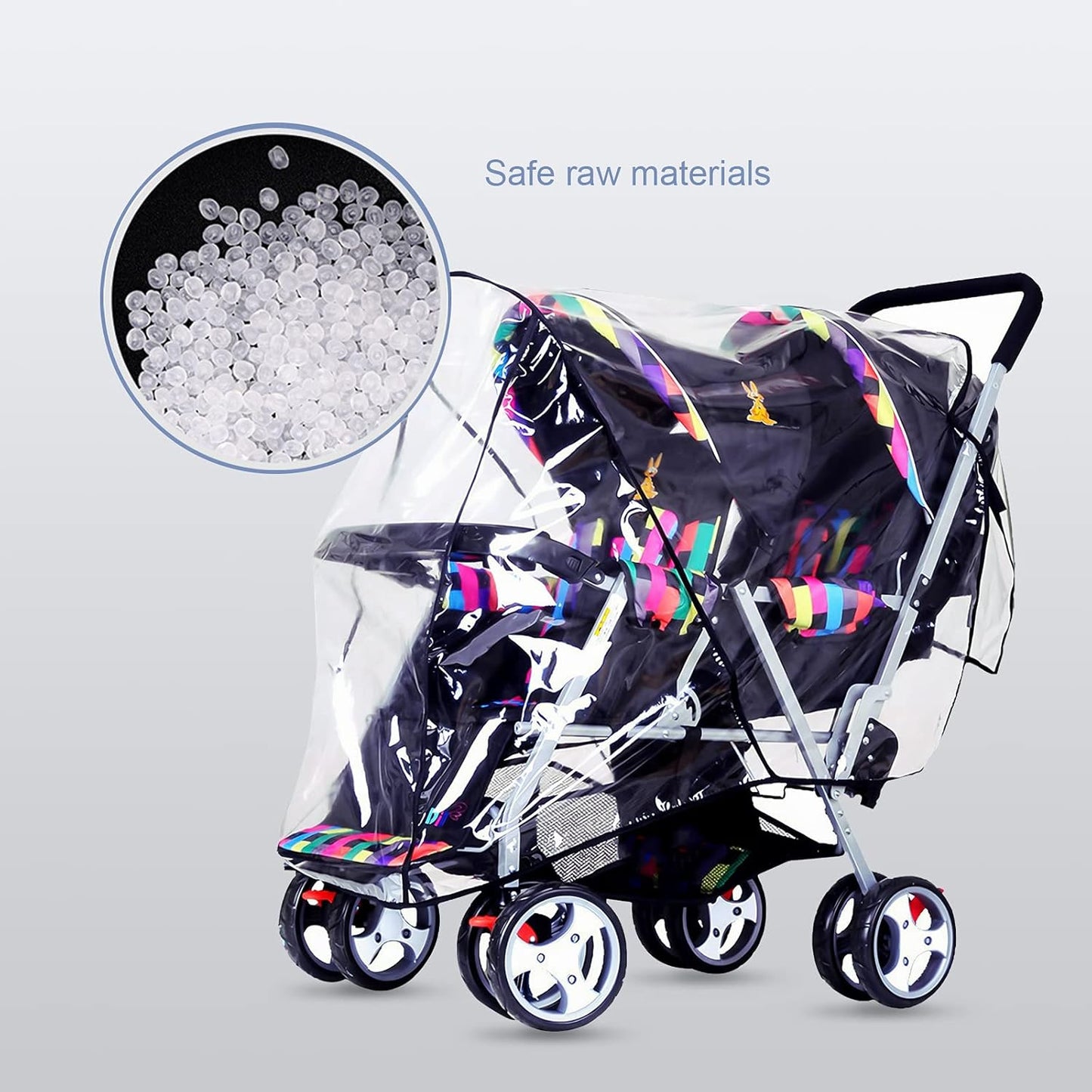 Tandem Twins Baby Pushchair Rain Cover Universal Sit Stroller Waterproof Rainy Weather Guard Outdoor Double Carriage Wind Dust Snow Protection Breathable Shield Transparent Accessories