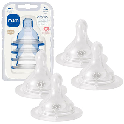 MAM Baby Bottle Anti-Colic Nipples Extra Slow Flow Size 0, for Newborn Babies, Skin Soft BPA Free Silicone, 94% Nipple Acceptance, Fits All MAM Bottles, Developed with Medical Experts, Made in Europe
