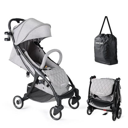 Beberoad Lightweight Baby Stroller for Airplane R2 Small Travel Stroller Compact Strollers Foldable, Infant Toddler Stroller with Adjustable Backrest, Cup Holder and Waterproof Canopy, Black
