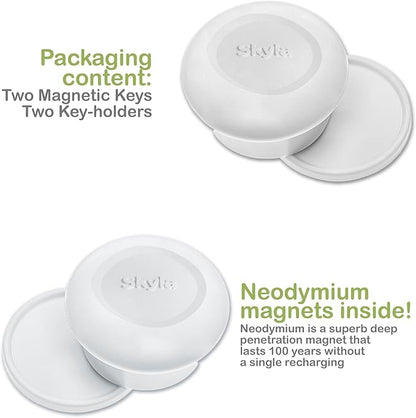 SKYLA HOMES Magnetic Cabinet Locks Baby Proofing Child Safety - The Safest Quickest and Easiest Multi-Purpose 3M Adhesive Child Proof Latches, No Screws or Tools Needed (2 Pack)