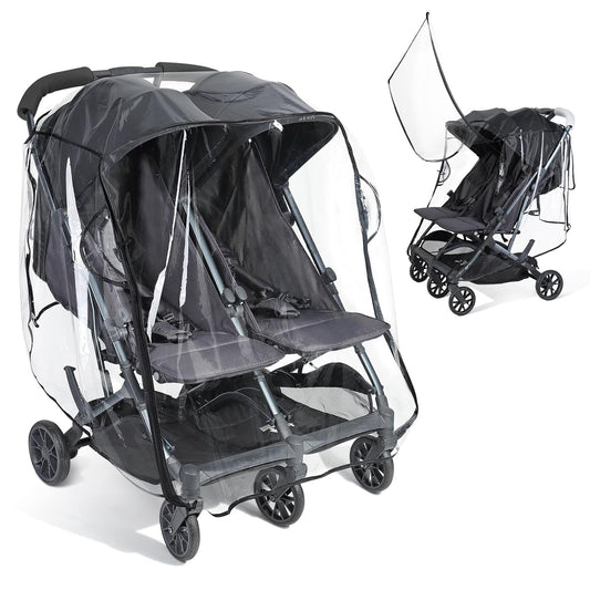 IvyWind Stroller Rain Cover for Double Tandem Stroller, Universal Size Weather Shield for Stroller, Breathable Double Stroller Cover for All-Weather Protection from Rain Snow Dust