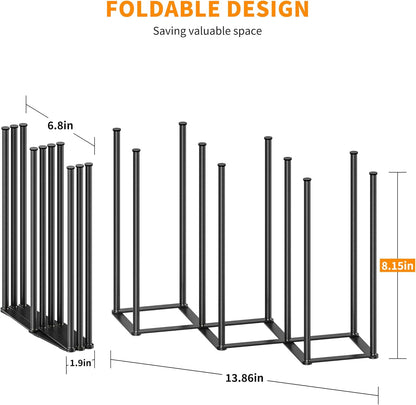 Foldable Baby Bottle Drying Rack-10 Poles Water Bottle Organizer for Cups,Travel Mugs,Silicone Bags- Collapsible Stainless Steel Bottle Rack Dryer (Silver)