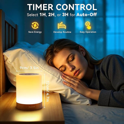 Auxmir Night Light for Kids Baby, Dimmable Touch Lamp for Nursery, 11 RGB Colors 5 Brightness, Portable Rechargeable Table Lamp for Nightstand, Kids Night Light for Bedroom Living Room, Brown-2 Pack