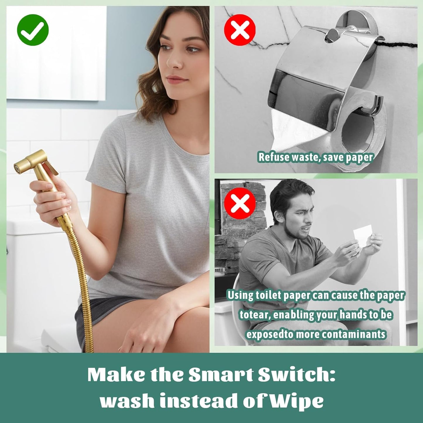 SHENLIU Gold Handheld Toilet Bidet Sprayer for Toilet, Adjustable Water Pressure Control with Bidet Hose for Feminine Wash, Stainless Steel Bathroom Bidets Toilets Sprayer for Cloth Diaper Baby Wash