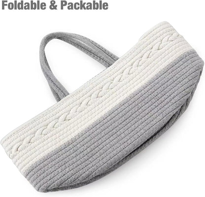 PandaEar Baby Diaper Caddy Organizer for Boys Girls, Portable Baby Diaper Basket, Travel Cotton Rope Diaper Caddy Change Organizer for Baby Shower Gifts Newborn Infants