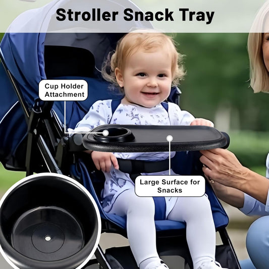 Stroller Snack Tray Compatible with Evenflo, with Stroller Cup Holder Attachment, Stays in Place Tray Attachment, Easy to Install and Take Off, Snacking On The Go, Strollers Travel Accessories