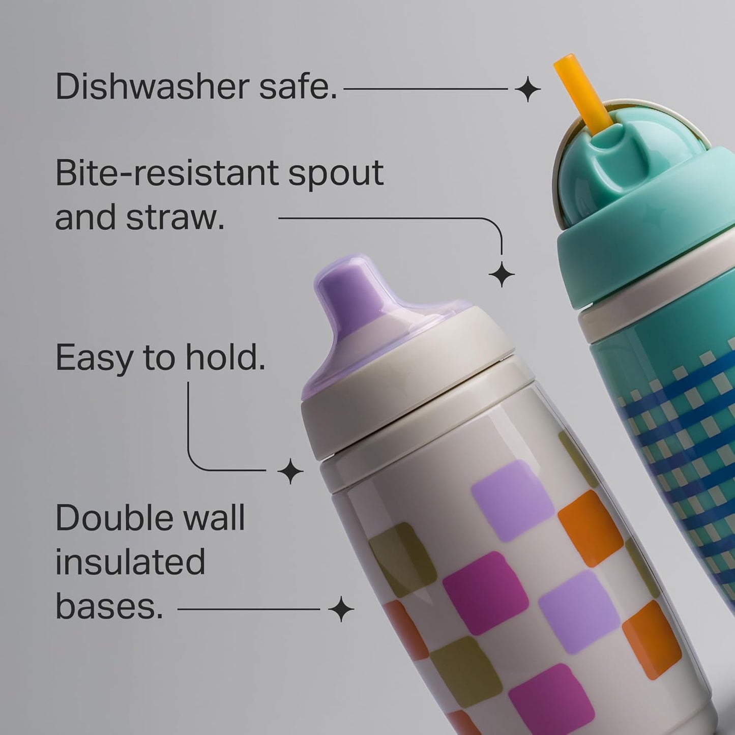 Tommee Tippee Insulated 9oz Sporty Spout Toddler Water Bottle, No Spill, Sippy Cups for Toddlers 1-3, Two-Piece Valve Helps Stop Spills, Green & Teal, BPA Free, Pack of 2