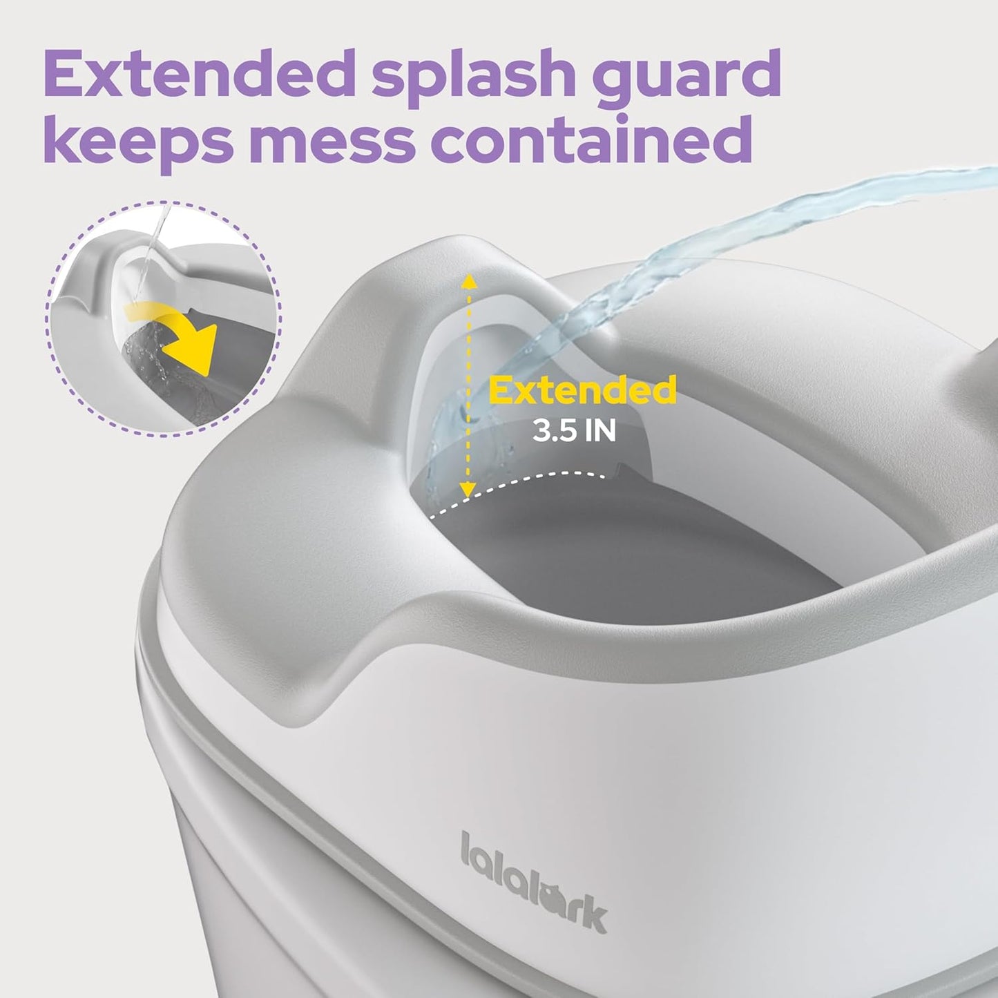 lalalark 3-in-1 Toddler Potty Training Toilet, Baby Potty Training Seat & Step Stool with Seamless TPE Seat, Extended Splash Guard, Easy-Clean Non-Absorbent Chair Toilet Trainer for Home Travels