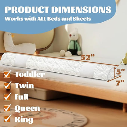 Asatdd Bed Rail for Toddlers, Bed Guard Rail, Soft Memory Foam Toddler Bed Rail for Twin, Full, Queen, King Beds with Washable Cover, 2 Pack
