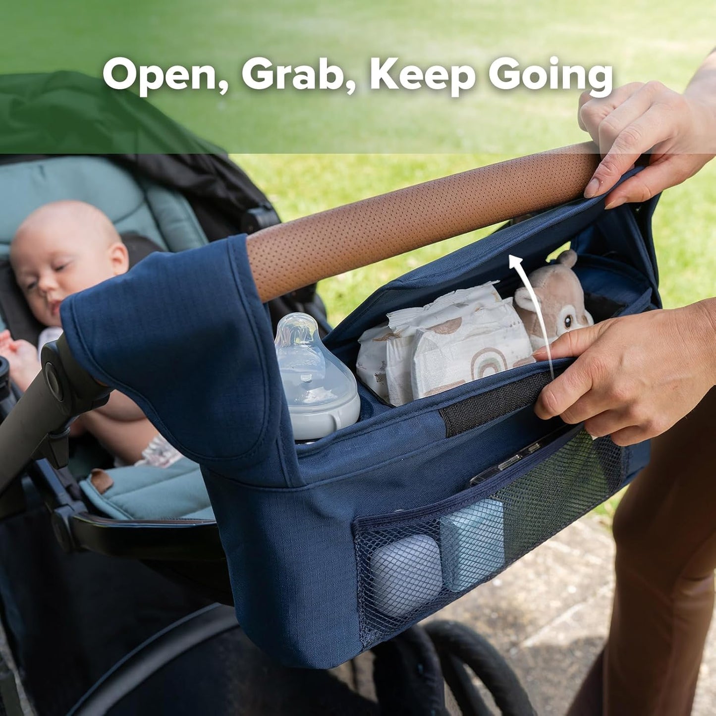 haakaa Universal Stroller Organizer - Black, Single Cup Holder, Stroller Caddy Accessories with Shoulder Strap & Extra Non-Slip Stroller Hook, Fits Most Strollers