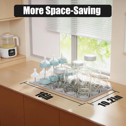 Baby Bottle Drying Rack, Electric Bottles Rack Dryer with Heating & Timer, Fast Dry Silicone Bottle Storage Organizer, Space Saving Kitchen Bottle Rack Dryer for Bottles and Pacifiers