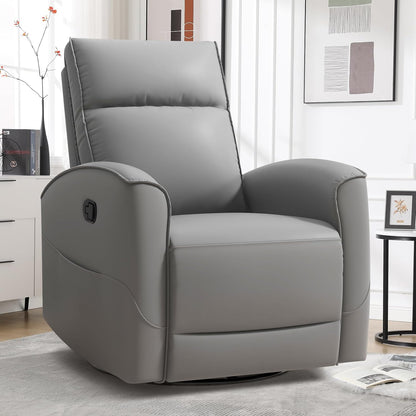 HAOMARKETS Electric Swivel Rocker Recliner Chair, Power Faux Leather Glider Rocking Recliners for Adults,360° Swivel Nursery Reclining Sofa with USB Charging Port, White
