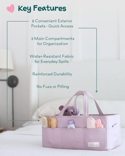 Lily Miles Baby Diaper Caddy Organizer - Large Tote Bag for Newborn essentials Boy or Girl - Baby Shower Basket - Nursery Must Haves - Registry Favorites - Newborn Caddie Car Organizer