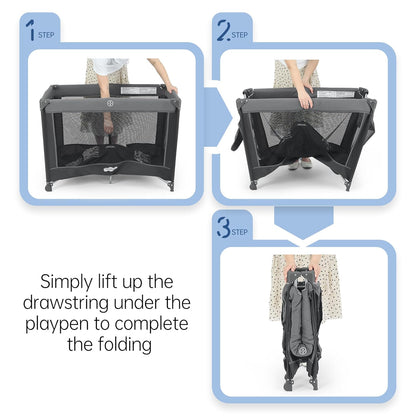 Pamo Babe Pack and Play with Bassinet, Portable Playard for Baby