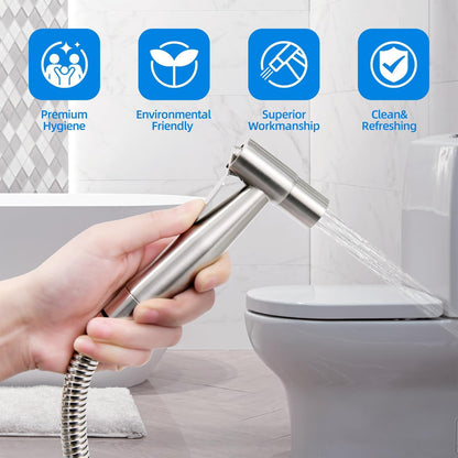 Handheld Toilet Bidet Sprayer for Toilet-Adjustable Water Pressure Control with Bidet Hose for Feminine Wash, Stainless Steel Brushed Nickel Bidet Faucet Cloth Diaper for Baby Wash, Gold