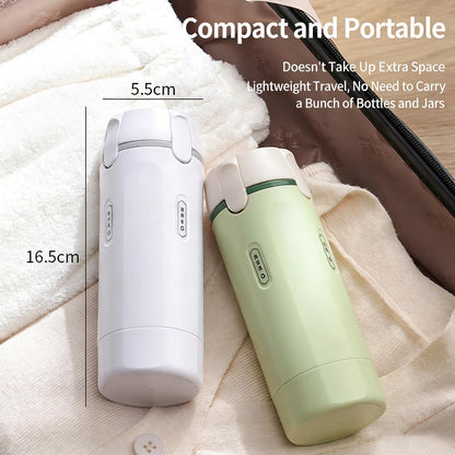 4 in 1 Travel Dispenser Bottle, 4 Pack 30ML Refillable Travel Formula Dispenser Bottles Pump, for Toiletries, with Scale Label Shampoo Lotion Conditioner Cream Storage (Green*2)