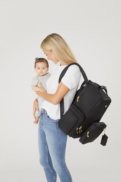 HUGGIES Unisex-adult Signature Hug Pack Diaper Backpack, Black Leather, One Size