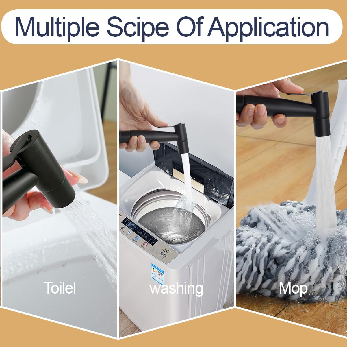 Brushed Nickel Bidet Sprayer Head, Stainless Steel Handheld Shattaf Jet Spray Attachment for Toilet, Baby Cloth Diaper Sprayer with Adjustable Water Pressure Control, 1 Pack