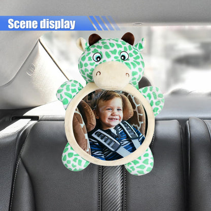 Rear Facing Baby Car Mirror, Plush Cute Wide View Vehicle Backseat Viewer, Shake-proof Baby in Sight Carseat Mirrors, Cartoon Animal Shatterproof Safety Observation Rearview Mirror (Deer)