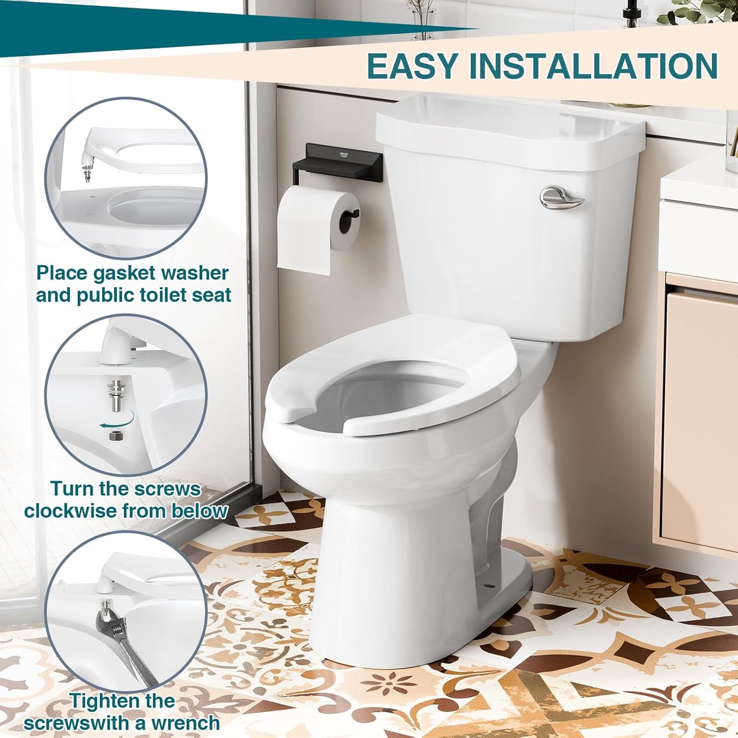 17" White Round Toilet Seat for Adult and Child, Built-In Potty Training Seat with Soft Quiet Close Non-Slip Design, Magnetic Kids Seat and Cover for Round/Oval Toilets, Easy to Install and Clean