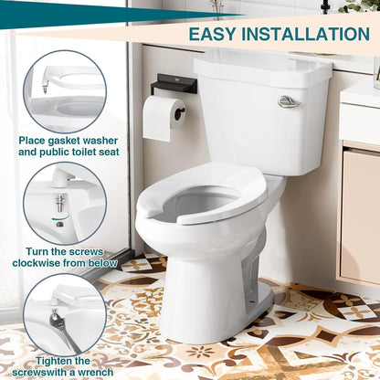 17" White Round Toilet Seat for Adult and Child, Built-In Potty Training Seat with Soft Quiet Close Non-Slip Design, Magnetic Kids Seat and Cover for Round/Oval Toilets, Easy to Install and Clean