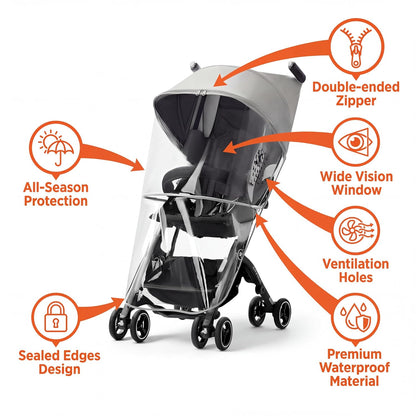 gb Rain Cover for Pockit Stroller- Clear Waterproof & Windproof Baby Stroller Protector with Zipper, Rain Shield for Infant Toddler Travel