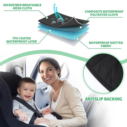 HunnmingRe 2 Pack Floral Car Seat Protector for Potty Training Waterproof Piddle Pad Cover from Spillages Nappy Leaks Toilet Training Anti Slip Backing Strollers Carseat Liner for Toddlers Babies