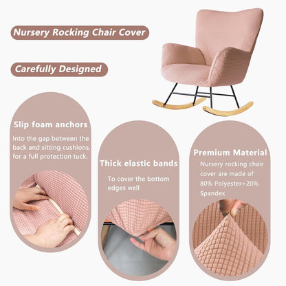 Nursery Rocking Chair Cover,1 Piece Glider Chairs Cover Slipcovers,Soft with Elastic Bottom Spandex Jacquard Small Checks,Furniture Protector Washable