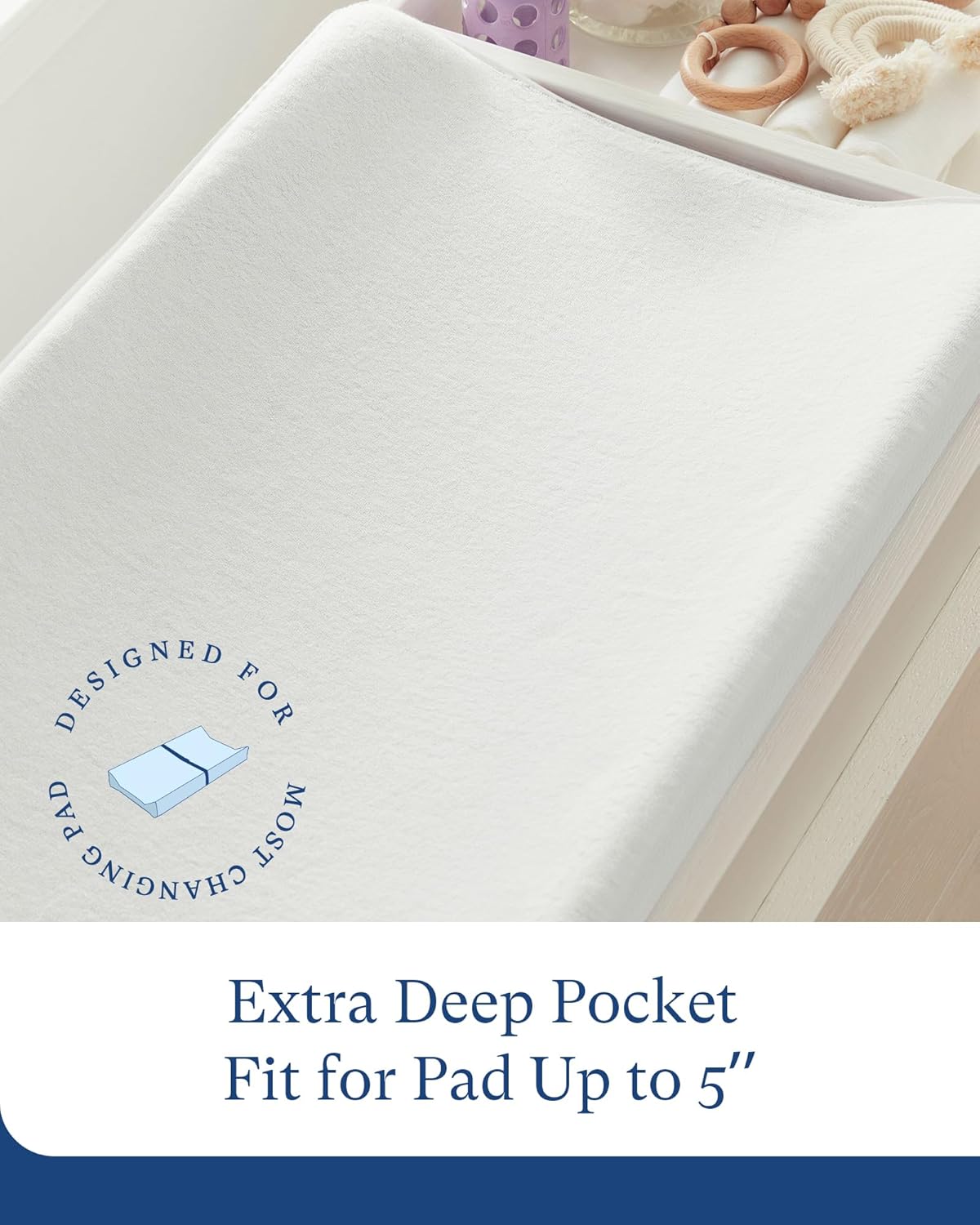 Supersoft Pack and Play Sheets Fitted, Premium Bamboo Viscose Mini Crib Sheets, Pack N Play Mattress Sheets, Graco Playard Baby Sheets Neutral for Boys Girls, 5'' Deep Pocket 2-Pack