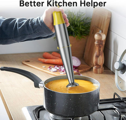 Turelar Immersion Blender Handheld Corded Hand Blenders Set 1100W, Trigger Variable Speed 5 in 1 Stick Emulsifier with Chopper, Whisk and Frother for Soup, Baby Food and Smoothies, Orange