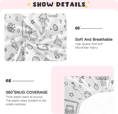 Fitted Crib Sheets Turtle Sea Horse Stretchy Portable Playard Sheets for Baby Toddler, Breathable Soft Mini Crib Mattress 39 x 27 in for Boys and Girls