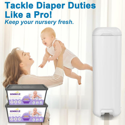 Refills Compatible with Genie Easy Roll Signature Diaper Pail and Platinum Diaper Pail, Upgraded 120 Bags Hold up to 5600 Newborn Diapers, Extra Thickness Powerful Odor Control