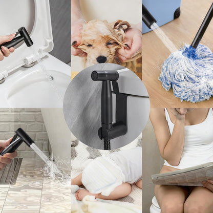 Handheld Toilet Bidet Sprayer for Toilet-Adjustable Water Pressure Control with Bidet Hose for Feminine Wash, Stainless Steel Brushed Nickel Bidet Faucet Cloth Diaper for Baby Wash, Gold