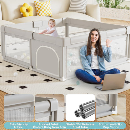 Hiaksedt Baby Playpen 50x50 Inch, Play Pens for Babies and Toddlers Baby Fence Play Yards for Indoor & Outdoor with Breathable Mesh Anti-Fall Playpen