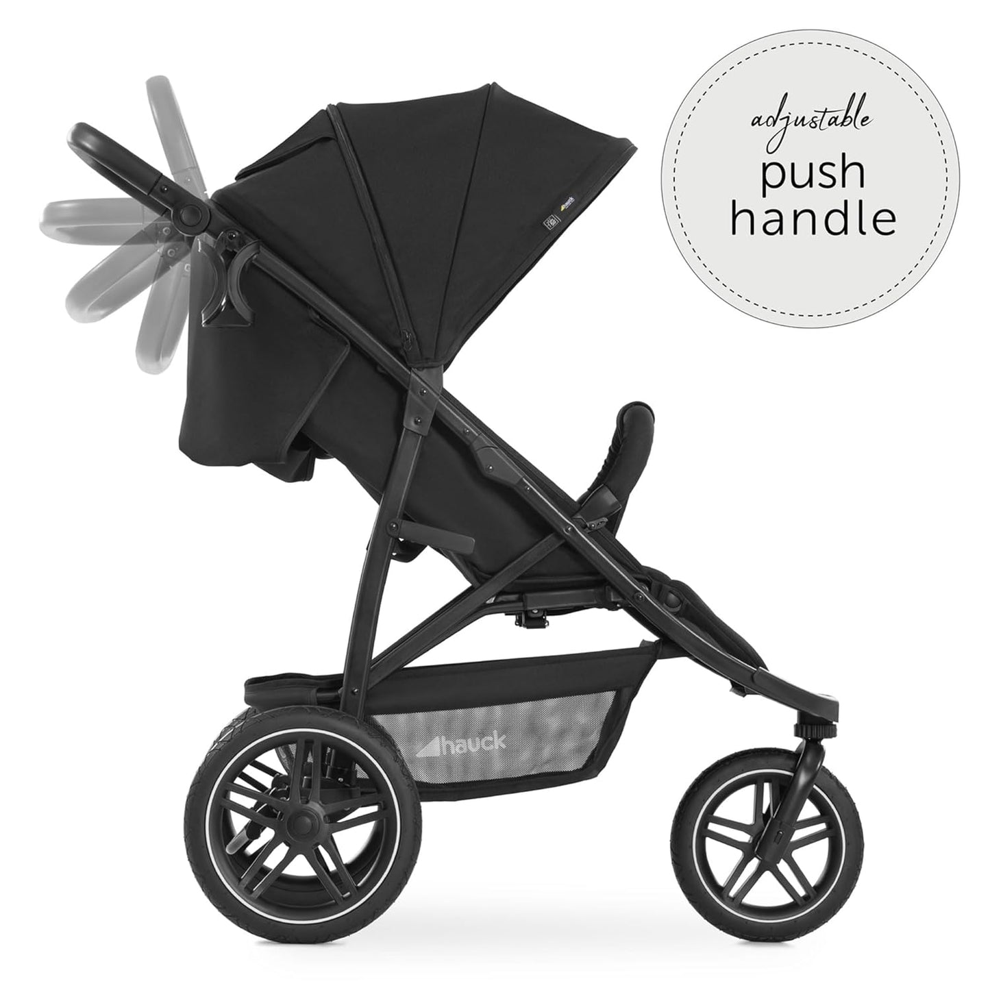 hauck Rapid 3R All-Terrain Pushchair Baby Stroller for Toddlers – 3 Rubber Wheels, UPF 50+ Canopy, Adjustable Reclining Seat & Height Handle, and Compact One-Hand Fold