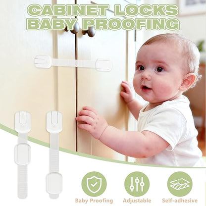 8-pack Child Safety Cabinet Locks, Child-proof Cabinet Locks with 3M Adhesive, No Drilling Required, Multipurpose Baby-proof Cabinet Locks For Drawers, Fridge, Cabinets, Toilet Seat and More