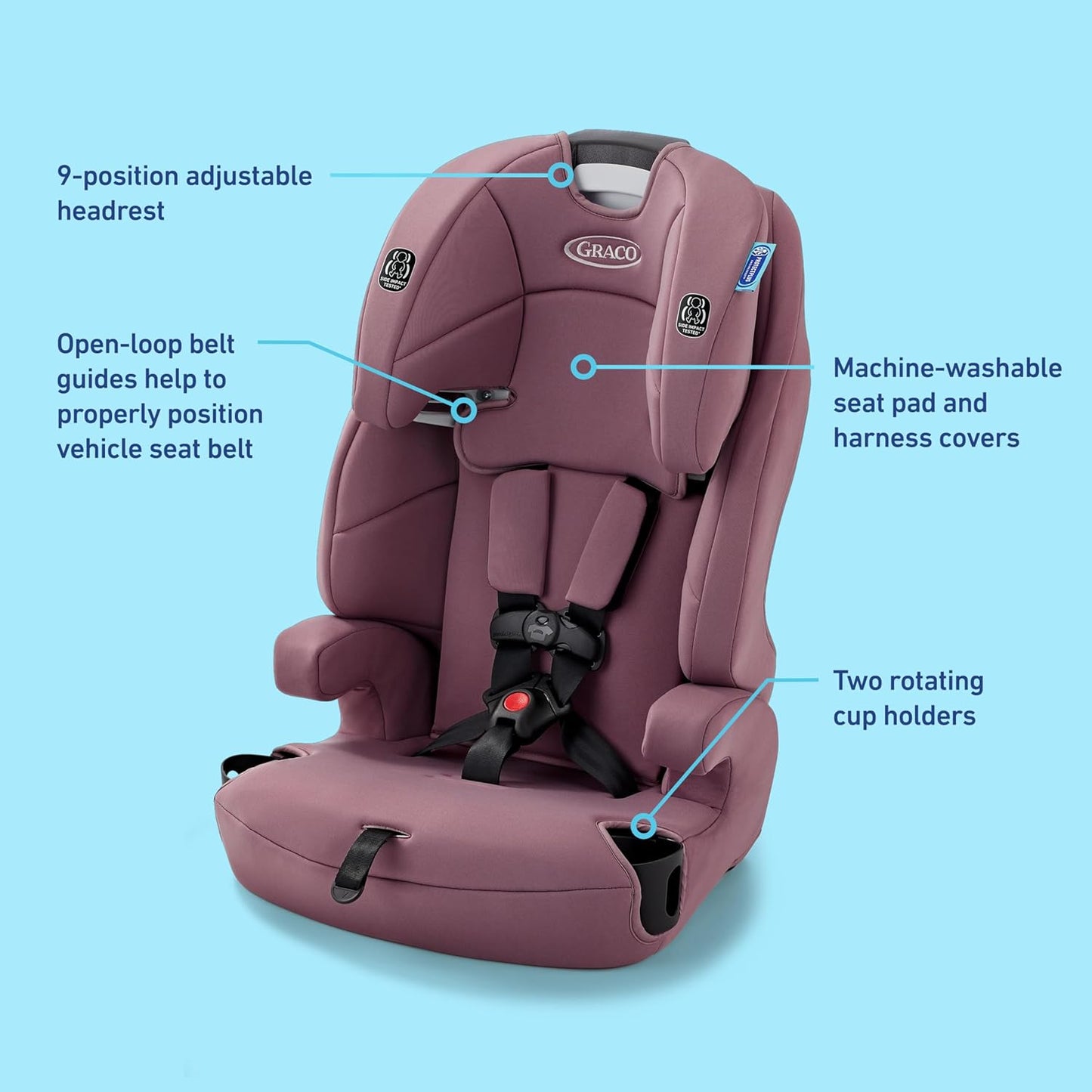 Graco® Tranzitions 3-in-1 Harness Booster Car Seat, Forward Facing Car Seat, Highback, to Backless Booster, Eloise
